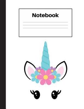 Paperback Notebook: Unicorn Pink Flower, Wide Rule, Notebook Home Office School Student Teacher Homeschool, 7.4 x 9.7 in, 200 pages for ki Book