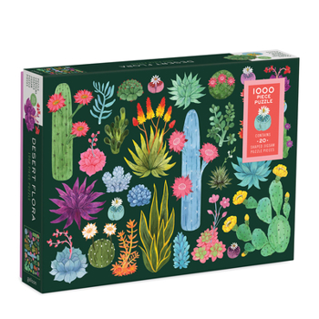 Galison Desert Flora Puzzle, 1,000 Pieces, 27” x 20” – Jigsaw Puzzle Featuring 20 Shaped Puzzle Pieces and a Colorful Illustration – Thick, Sturdy Pieces, Challenging Family Activity, Great Gift Idea