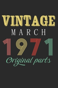 Vintage March 1971 Original Parts: Retro Birthday Gift Notebook Blank Lined Journal