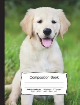Paperback Dog Composition Notebook, Graph Paper: 4x4 Quad Rule Paper Composition Book, Student Exercise Science Math Grid, 200 Pages, 7.44 X 9.69 Book