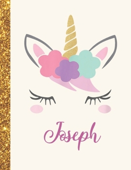 Paperback Joseph: Joseph Unicorn Personalized Black Paper SketchBook for Girls and Kids to Drawing and Sketching Doodle Taking Note Marb Book