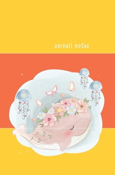 Paperback Cornell Notes: Notes Taking System for High School Adult Student with College Ruled Lines Composition Yellow-Orange with Spring-Whale Book