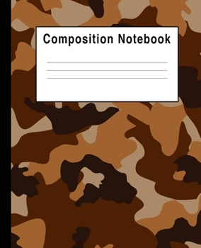 Paperback Composition Notebook: Camouflage Brown College Ruled Blank Lined Book