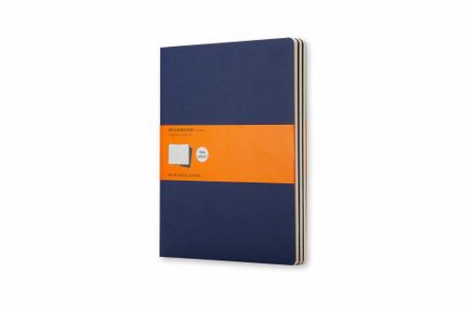 Paperback Moleskine Cahier Journal (Set of 3), Extra Large, Ruled, Indigo Blue, Soft Cover (7.5 X 10) Book