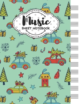 Paperback Music Sheet Notebook: Blank Staff Manuscript Paper with New Year Themed Cover Design Book