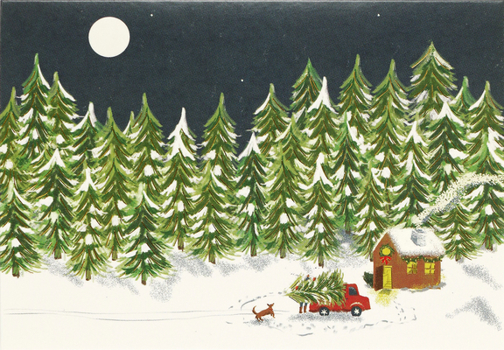 Misc. Moonlit Cabin Small Boxed Holiday Cards Book