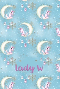 Lady W: Dot Grid Journal with Her Unicorn Name/Initial with Christmas Theme