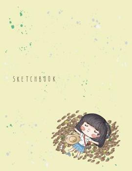 Paperback sketchbook: Cute girl om yellow cover (8.5 x 11) inches 110 pages, Blank Unlined Paper for Sketching, Drawing, Whiting, Journaling Book