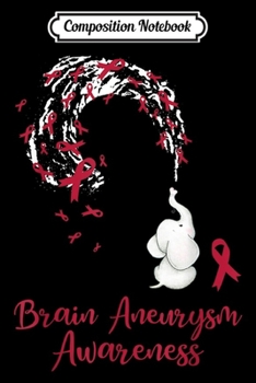 Composition Notebook: Elephant Spraying Burgundy Ribbon Brain Aneurysm Awareness  Journal/Notebook Blank Lined Ruled 6x9 100 Pages