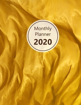 Monthly planner 2020: Large. Month on 2 pages. Incl. 2020 Calendar, Important dates section and Notes pages. 8.5" x 11.0" (Letter size). (Golden fabric look. Soft matte cover).