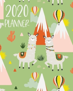Paperback 2020 Planner: Cute Llama Weekly And Monthly Jan 1 to Dec 31 Diary Includes Daily Routine Plans, Vision Boards, Reading Logs & Saving Book
