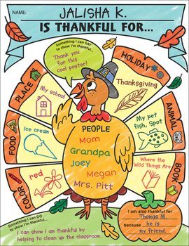 Paperback Personal Poster Set: I Am Thankful! (K-2): Write-And-Read Learning Posters Ready for Kids to Display with Pride! Book