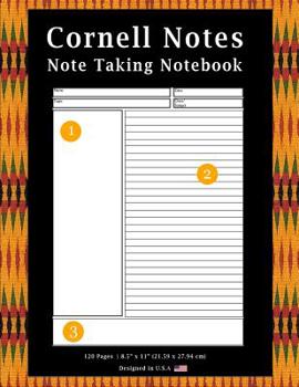 Paperback Cornell Notes Note Taking Notebook: African Kente Print (9) -Note Taking With Cornell Notes System, Notebook For Home, Office & School [Classic] Book