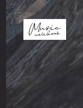 Music notebook: wide staff manuscript paper | 8.5x11 | 120 pages | 8 staves per page | easy to write on | minimalist faded black marble stone | perfect for students, musicians and composers