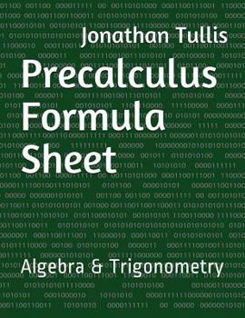 Paperback Precalculus Formula Sheet Book