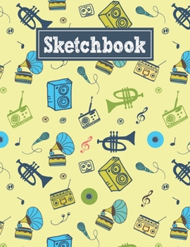 Paperback Sketchbook: 8.5 x 11 Notebook for Creative Drawing and Sketching Activities with Unique Retro Music Themed Cover Design Book