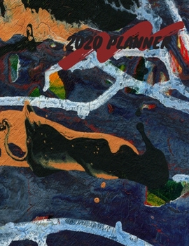 Paperback 2020 Planner: Red, Black, & Gold Abstract Colors 8.5 X 11 Weekly Planner Book