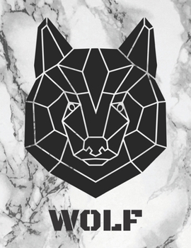 Wolf: Large Marble Composition Notebook college ruled 8,5 x 11, Geometrical Animal Head Boho Tribal Journal for kids, teens and adults
