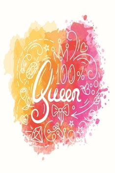 100 % Queen yellow pink Version: Notebook graph paper 120 pages 6x9 perfect as math book, sketchbook, workbook and diary for girls and women