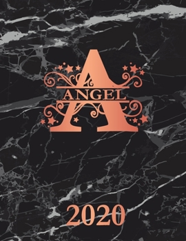 Paperback Angel: 2020. Personalized Name Weekly Planner Diary 2020. Monogram Letter A Notebook Planner. Black Marble & Rose Gold Cover. Book