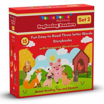 Paperback Toddle Doddle Tiny Words Beginning Readers Set 2: 15 Fun Easy-To-Read Three-letter Sight Words Storybooks for Preschool and Kindergarten Book