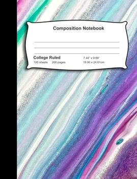 Paperback Composition Notebook: College Rule 100 Sheets-200 Pages-Pink Purple Teal Sand Swirl Book