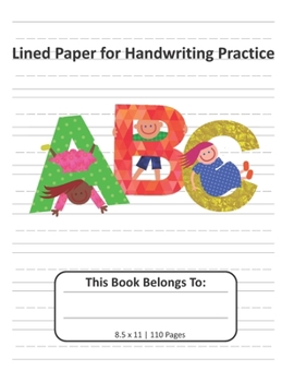 Paperback Lined Paper for Handwriting Practice: Notebook with Dotted Lined Writing Paper for Kids 8.5x11, 110 pages Book