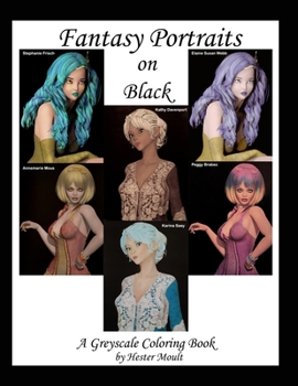 Paperback Fantasy Portraits on Black: A Greyscale Coloring Book