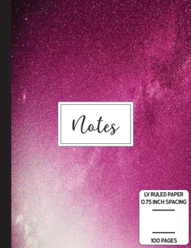 Notes: Low Vision Notebook 0.75 Inch LV Ruled Paper Full Size Bold Large Print Lined Page Numbers Red Violet Lipstick Cover