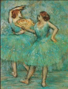 Degas Sketchbook. Two Dancers : Degas Green Dancers. Large Format Ballerina in Green Art Notebook, Journal or Lined Blank Journal Book