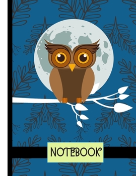 NOTEBOOK: Owl At Midnight Blue Pattern Print Novelty Gift - Owl Notebook for Boys, Girls, Kids, Teens, and Women