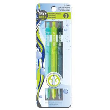Office Product Onyx & Blue 3-Pack Mechanical Pencils, Recycled PET, 0.7 mm, 3 Spare Leads (1406) Book