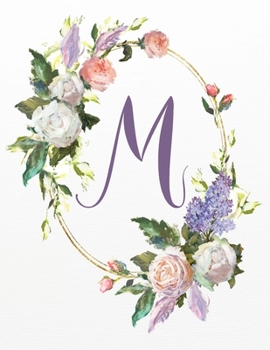 M: White Pink Floral 3-Year Monthly Calendar 2020-2022 (White Pink Floral Alphabet Series - Letter M)