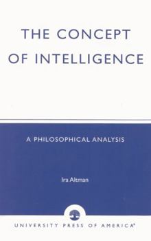 Paperback Concept of Intelligence: A Philosophical Analysis Book