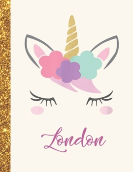 London: London Unicorn Personalized Black Paper SketchBook for Girls and Kids to Drawing and Sketching Doodle Taking Note Marble Size 8.5 x 11