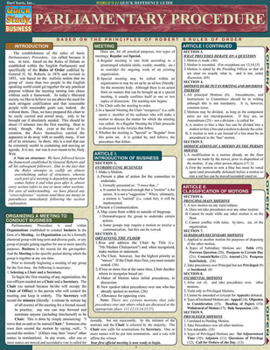 Misc. Parliamentary Procedure: Quickstudy Laminated Reference Guide Book