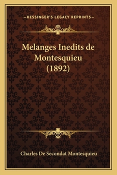 Paperback Melanges Inedits de Montesquieu (1892) [French] Book