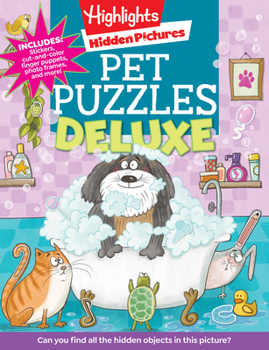 Paperback Pet Puzzles Deluxe: 600+ Hidden Objects to Find, Animal Stickers for Kids, Dogs, Cats, Pets and More Book