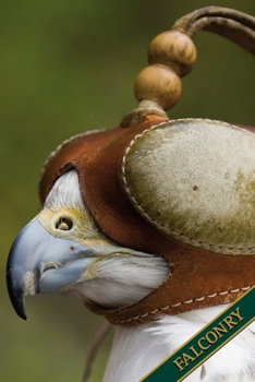 Falconry: Gyrfalcon with hood. Format A5, 120 pages, fine light grey lined. Daily entries, notes and journal for the falconer, the falconer, nature and bird friends.