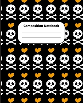 Paperback Composition Notebook: Halloween College Ruled 7.5 x 9.25 in 100 Pages Composition Book Skull Pattern Book