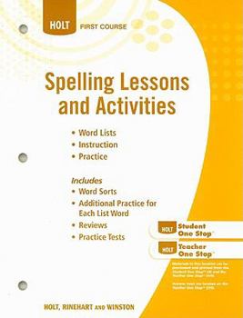 Paperback Elements of Literature, Grade 7 Spelling Lessons and Activities: Holt Elements of Literature First Course Book