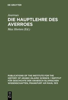 Hardcover Die Hauptlehre des Averroes [German] Book