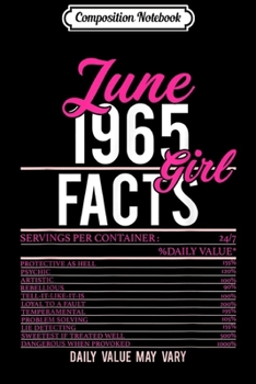 Composition Notebook: 1965 June Facts Girl Birthday 54th Birthday June Journal/Notebook Blank Lined Ruled 6x9 100 Pages