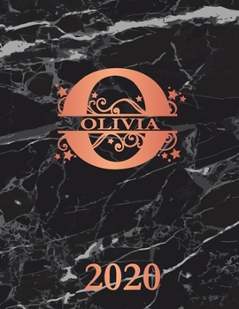 Olivia: 2020. Personalized Name Weekly Planner 2020. Monogram Letter O Notebook Planner. Black Marble & Rose Gold Cover. Datebook Calendar Schedule