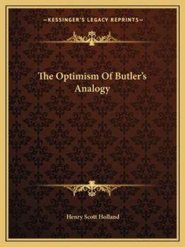Paperback The Optimism Of Butler's Analogy Book