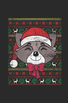 Paperback Christmas Sweater - Racoon: Dotted Bullet Grid Notebook / Journal (6 X 9 -120 Pages) - Ugly Christmas Gift Idea Book
