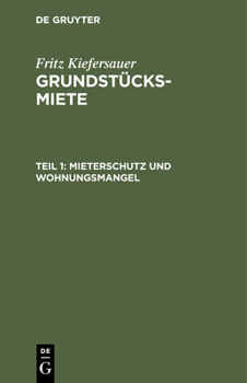 Hardcover Mieterschutz Und Wohnungsmangel [German] Book