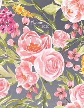 Paperback Planner 2020: Coral Peach Pink Flowers Weekly and Monthly Planner Large 8.5 x 11 Weekly Agenda January 2020 To December 2020 Calenda Book