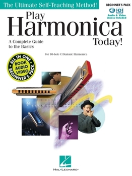 Paperback Play Harmonica Today! Beginner's Pack - Level 1 Book/Online Media [With CD (Audio) and DVD] Book