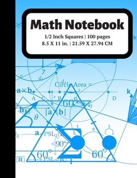 Paperback Math Notebook: 1/2 inch Square Graph Paper for Students and Kids, 100 Sheets (Large, 8.5 x 11) Book
